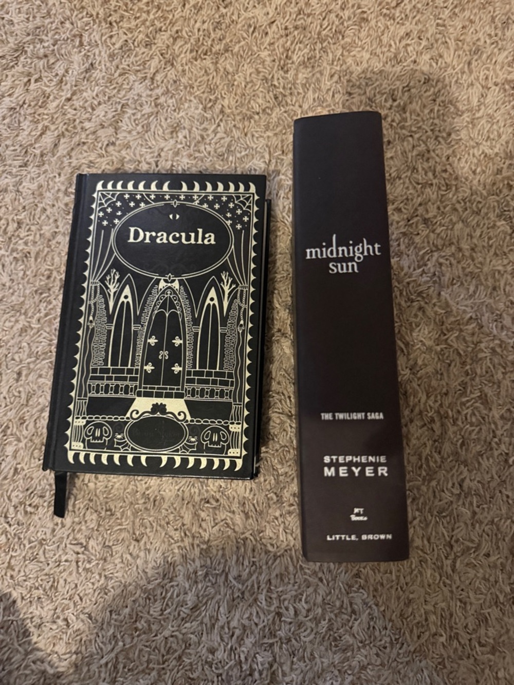 Dracula and Twilight Hardcover books with Gold Gothic Design